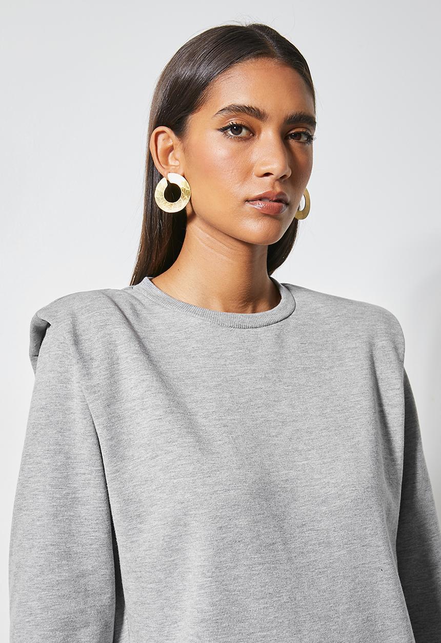 VELVET - Styled shoulderpad sweatshirt dress - grey
