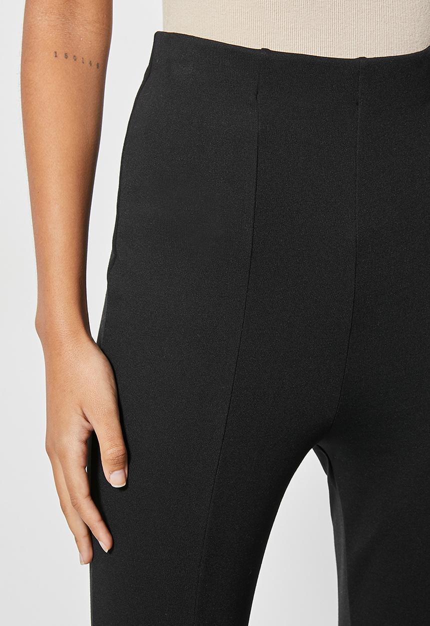 VELVET - High waisted split front knit pant - black