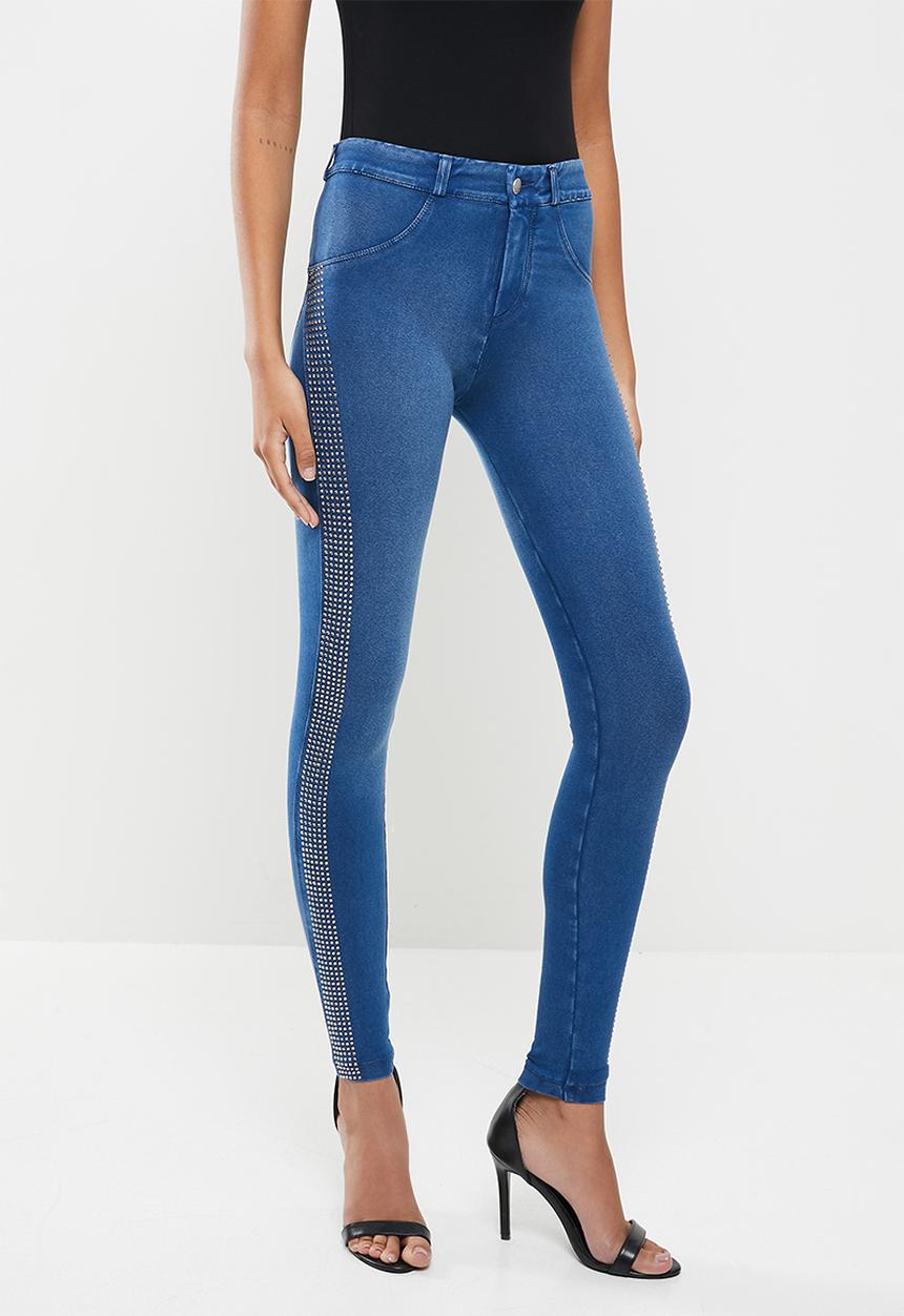 SISSY BOY - Joey: knit jegging med vintage with side bling tape - blue 