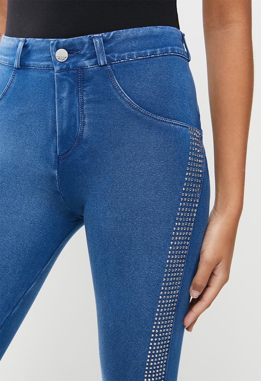 SISSY BOY - Joey: knit jegging med vintage with side bling tape - blue 