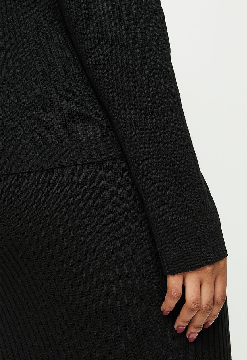 Missguided - Plus funnel neck ribbed jumper co ord - black