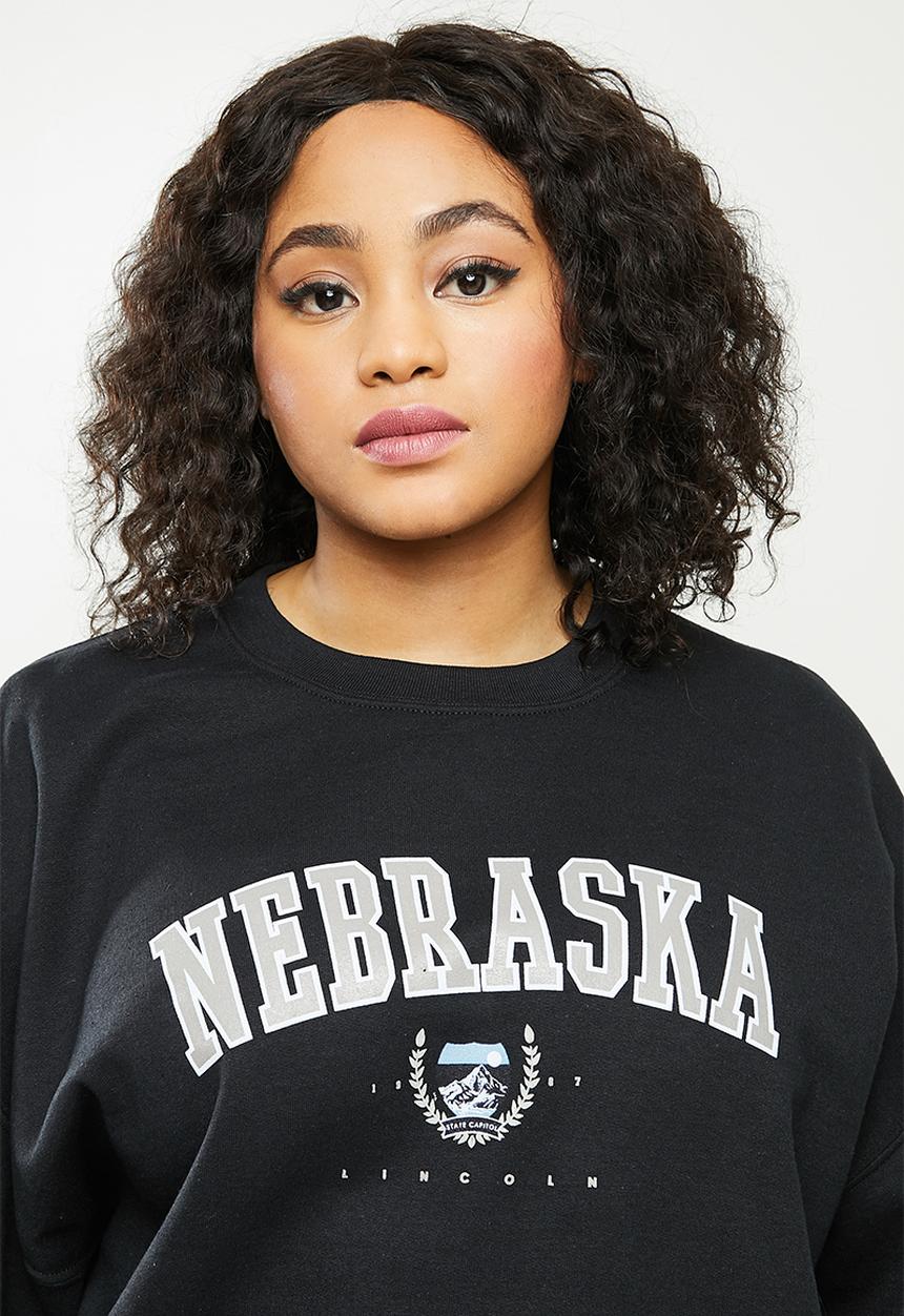 Missguided - Plus sweatshirt nebraska - black