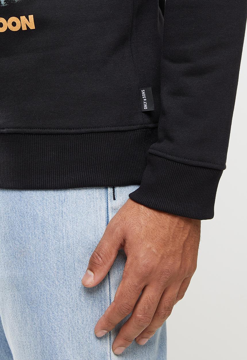 Only & Sons - Pinkfloyd life reg hoodie sweat - black