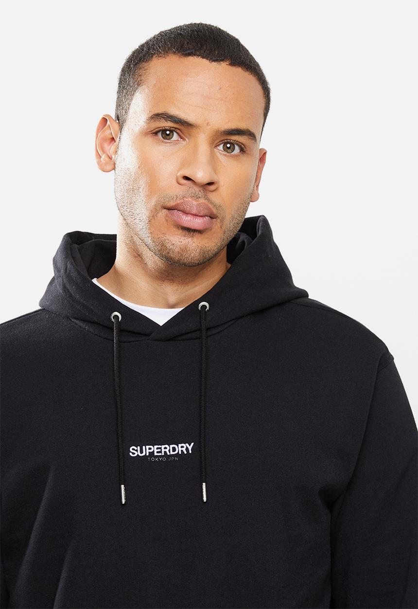 Superdry. - Micro logo box fit hoodie - black