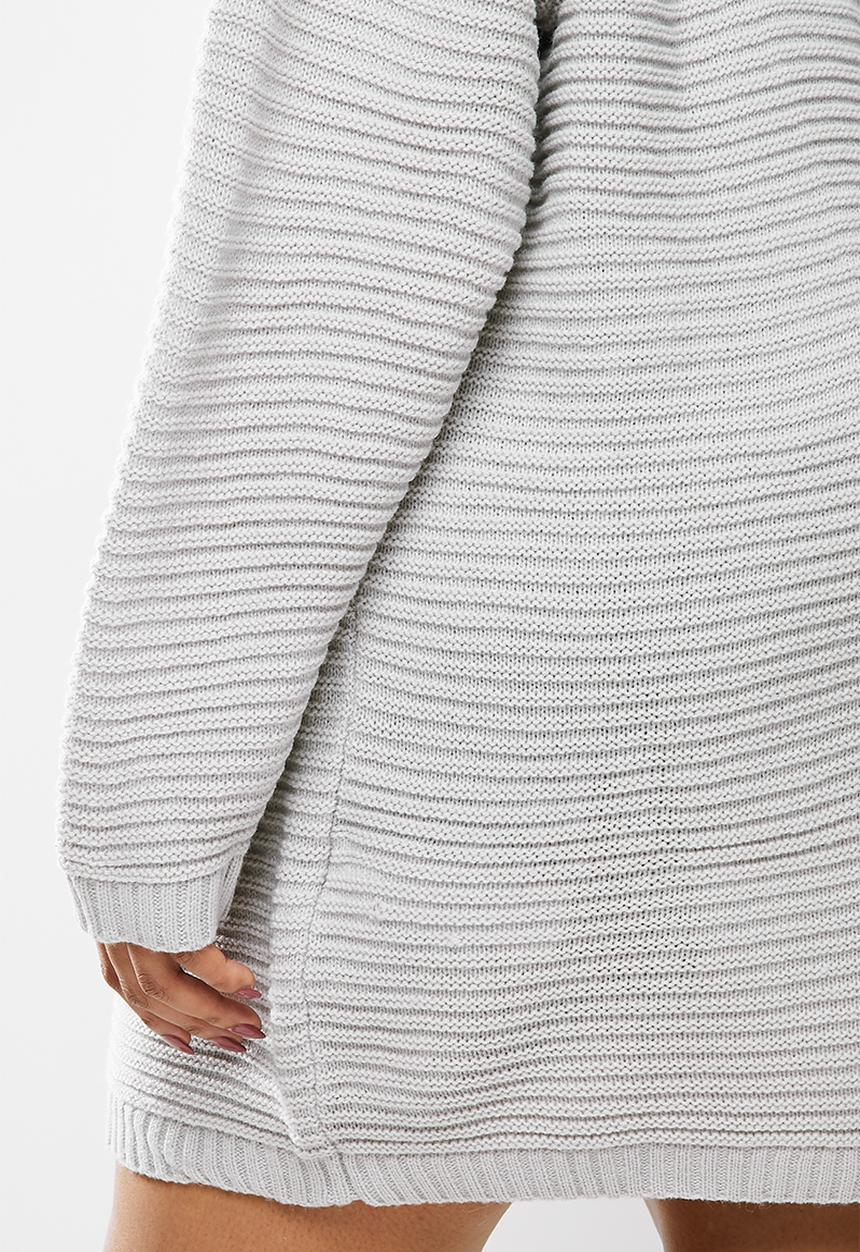Missguided - Plus v neck ribbed dress - grey