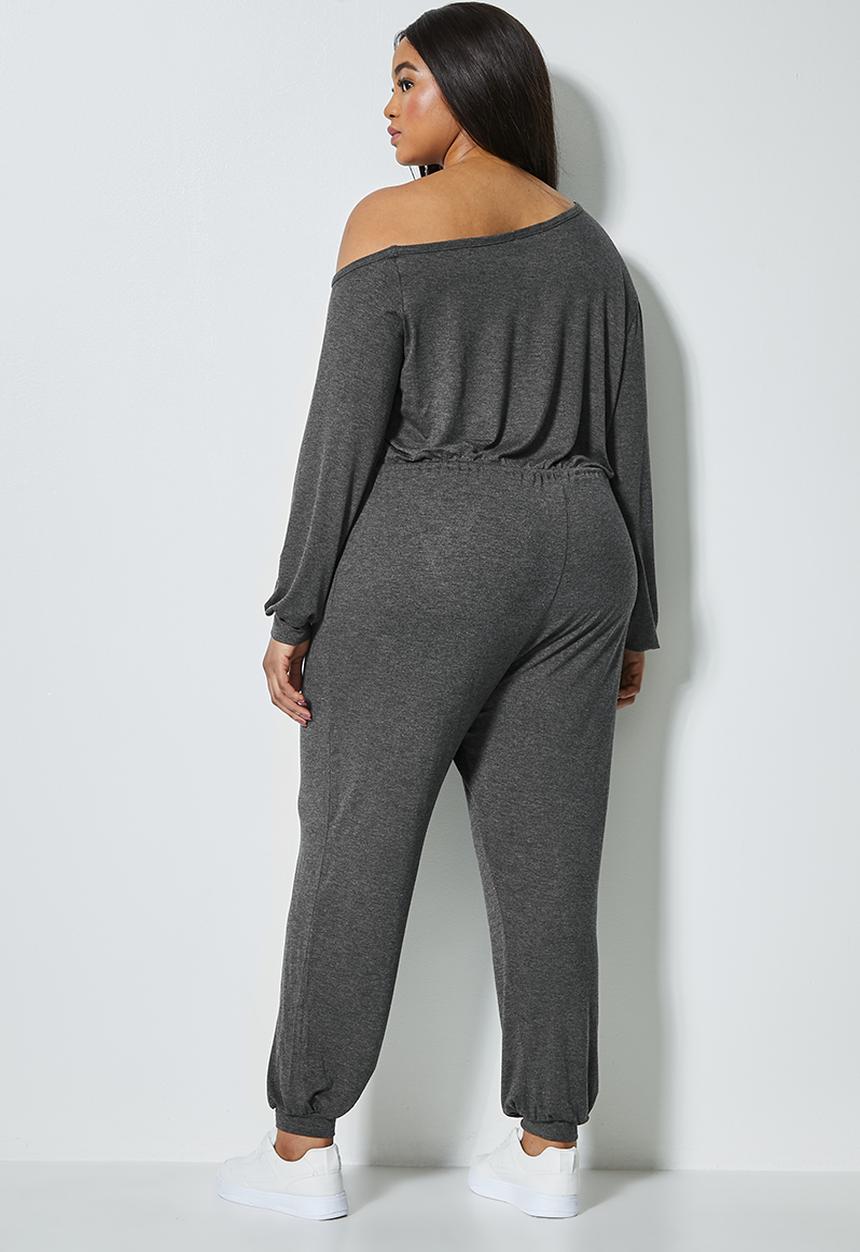Superbalist - Wide neck drawstring jumpsuit - charcoal