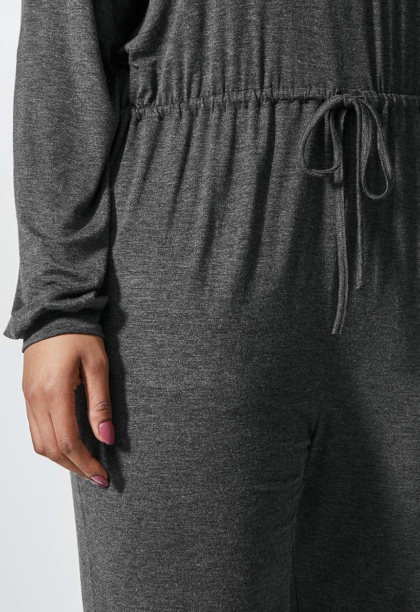 Superbalist - Wide neck drawstring jumpsuit - charcoal