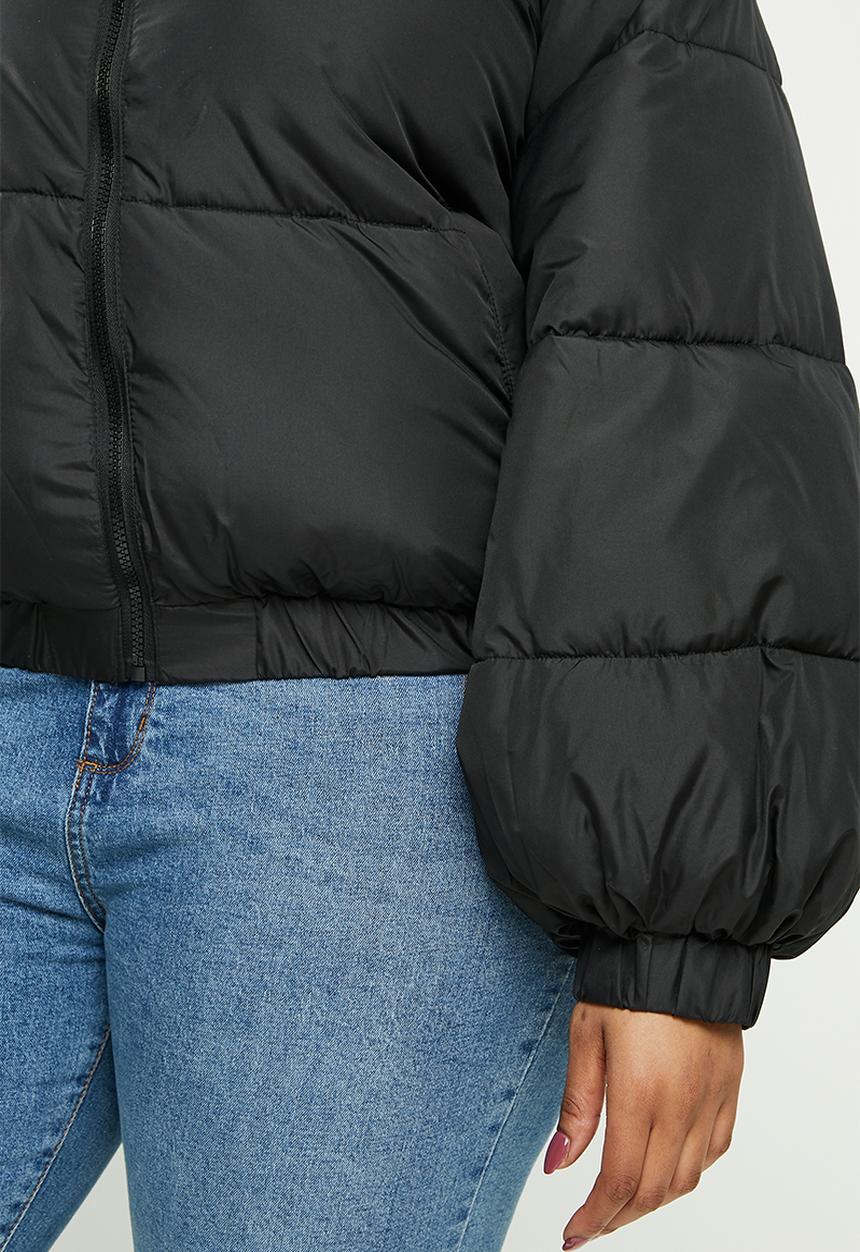 Missguided - Plus balloon sleeve puffer - black