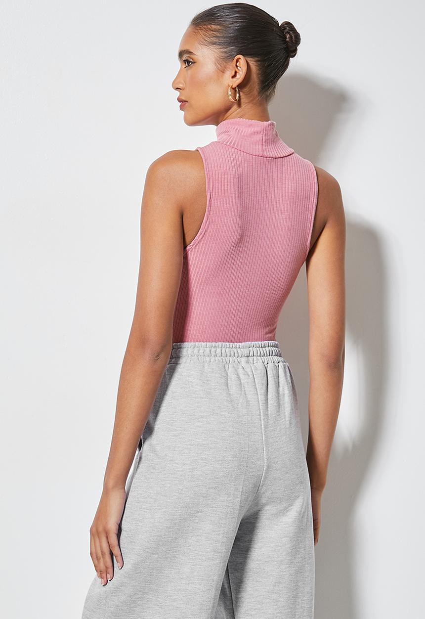 Superbalist - 2 Pack cotton rib poloneck bodysuit - black & blush pink
