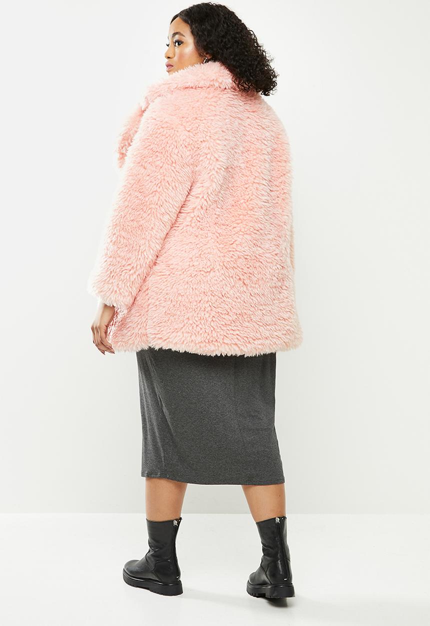Missguided - Plus curly borg midi - pink