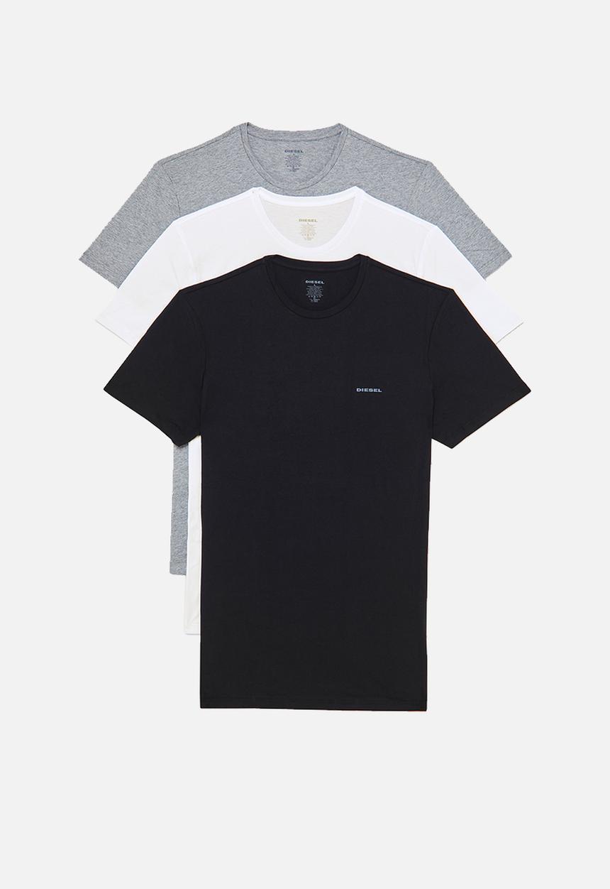 Diesel  - Jake crew neck 3 pack tees - black, white & grey