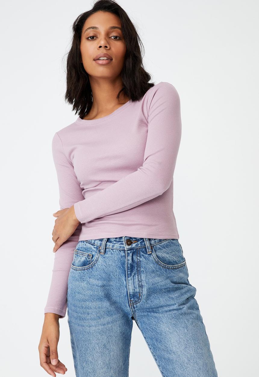 Cotton On - The turn back long sleeve top - soft mauve