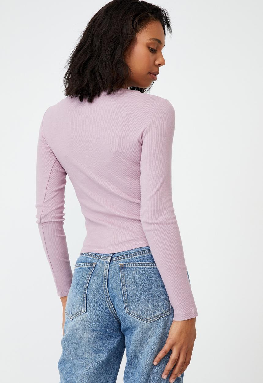 Cotton On - The turn back long sleeve top - soft mauve