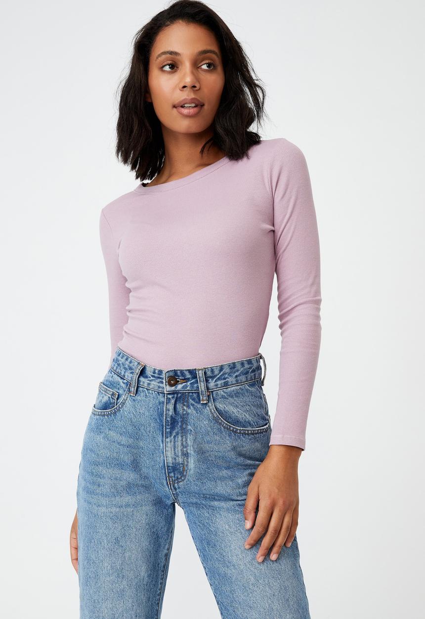 Cotton On - The turn back long sleeve top - soft mauve