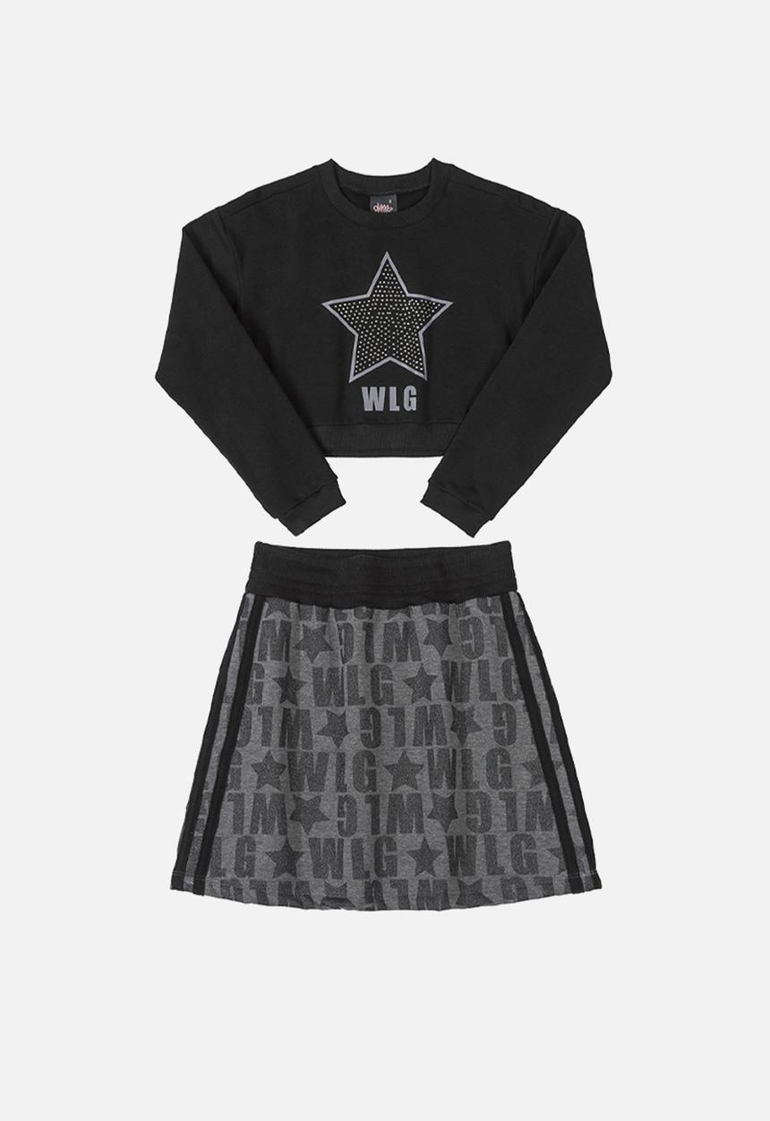 Gloss - Girls sweatshirt & skirt set - black & grey