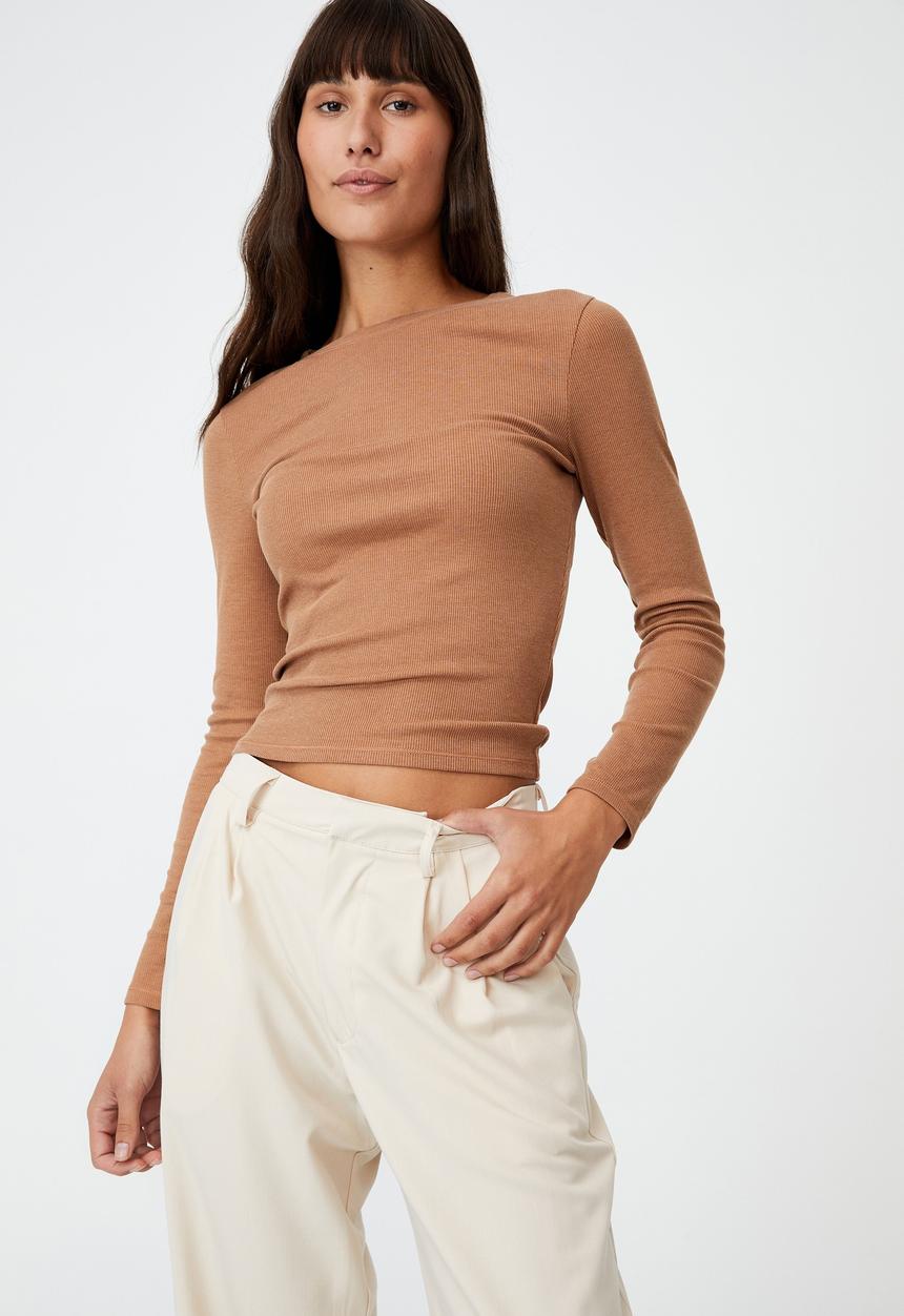 Cotton On - The turn back long sleeve top - soft camel marle