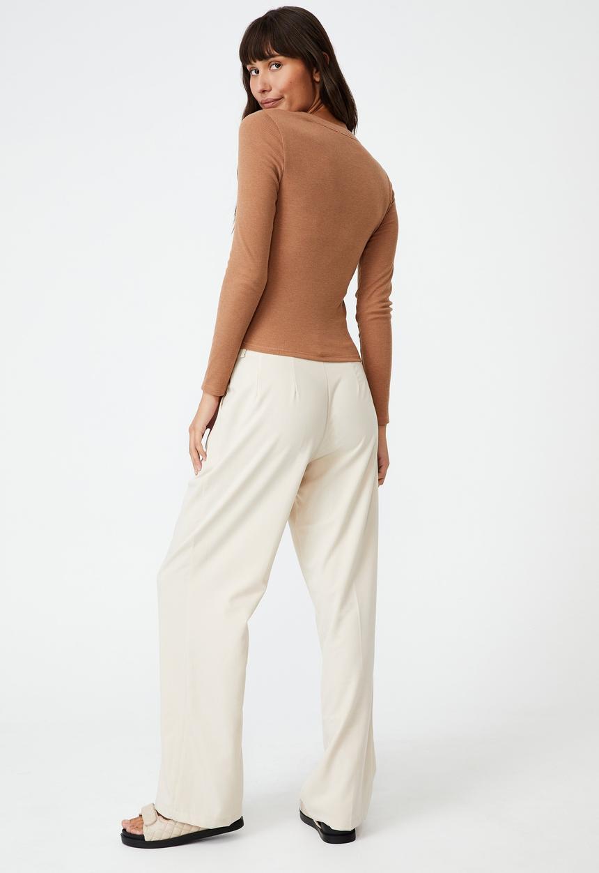 Cotton On - The turn back long sleeve top - soft camel marle