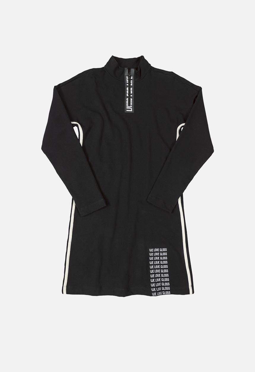 Gloss - Girls elastane sweat dress - black