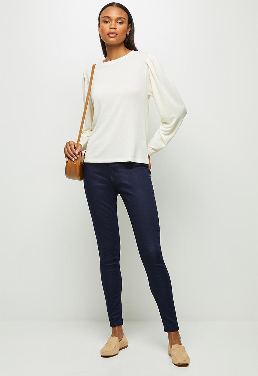 edit - Warm handle mutton sleeve top - milk