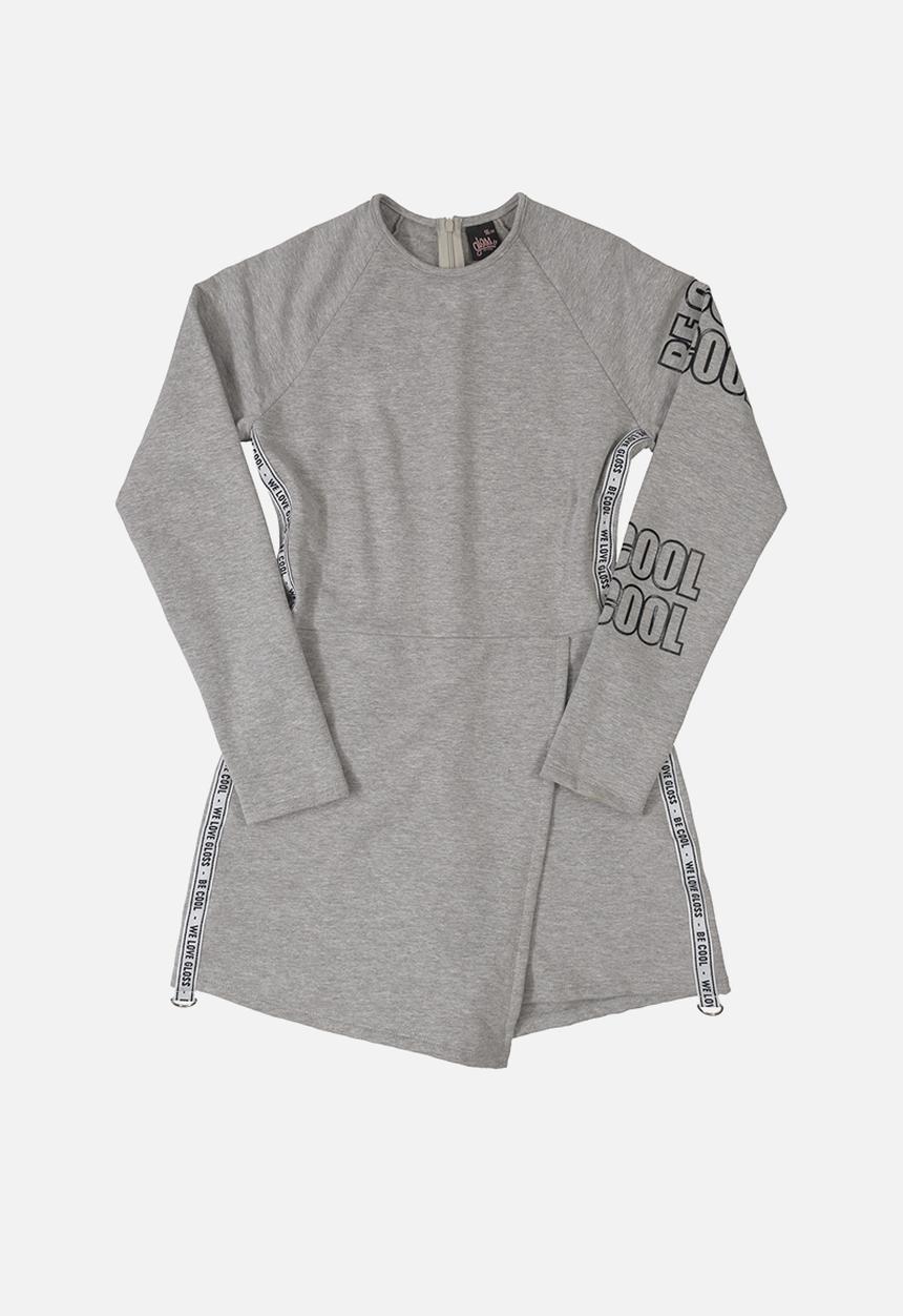 Gloss - Girls long sleeve sweat playsuit - grey