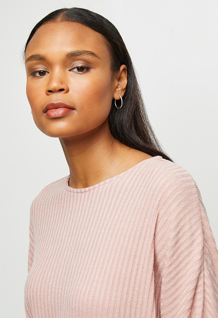 edit - Long sleeve slouchy ribbed tee - dusty pink