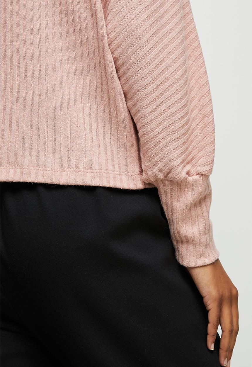 edit - Long sleeve slouchy ribbed tee - dusty pink