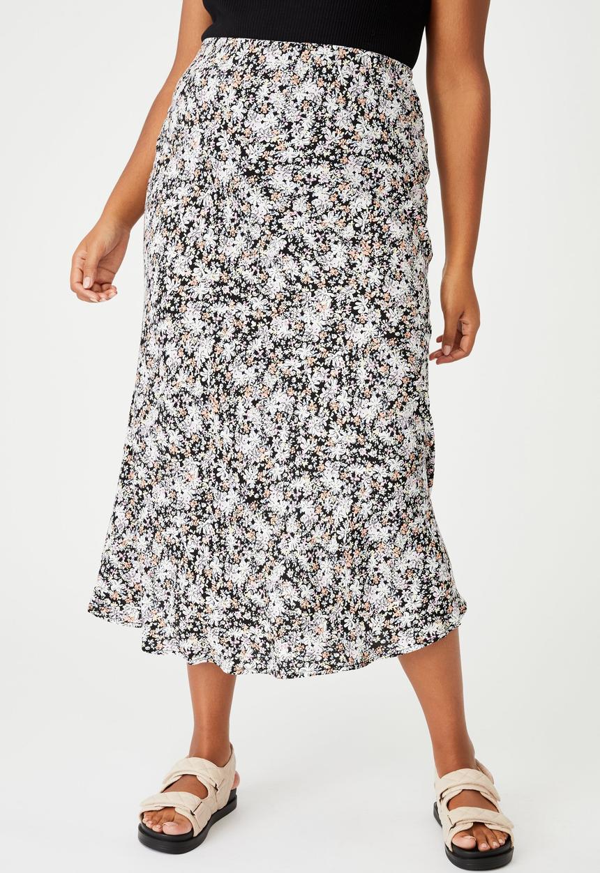 Cotton On - Curve all day slip skirt - diane floral black