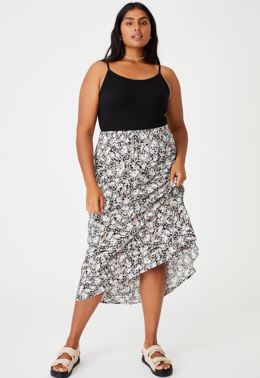 Cotton On - Curve all day slip skirt - diane floral black