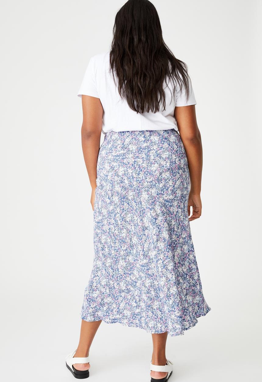 Cotton On - Curve all day slip skirt - diane floral coastal blue
