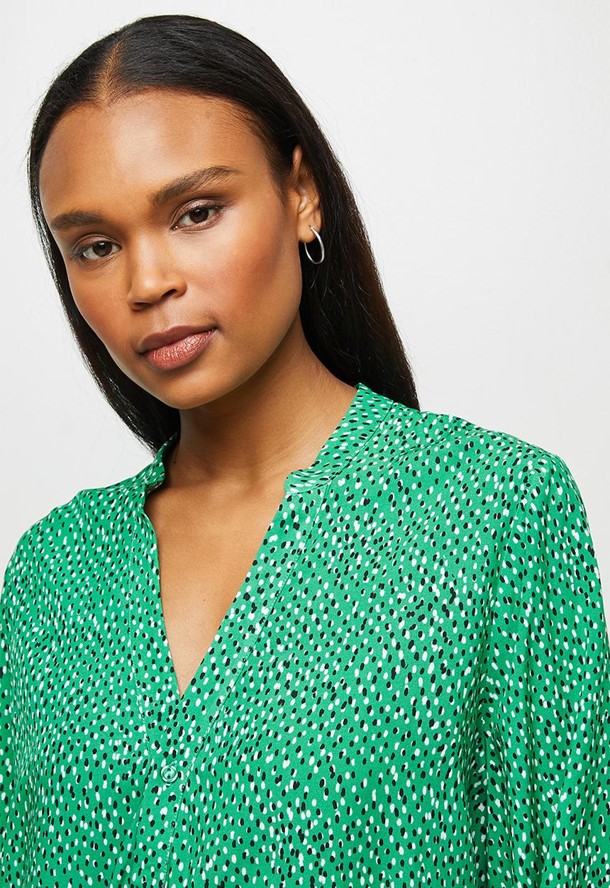 edit - Mandarin collar shirt - green 