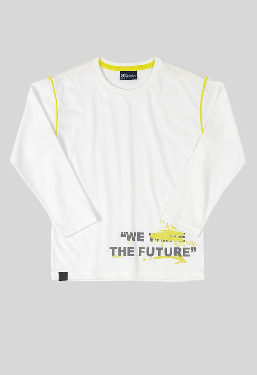 Quimby - Boys long sleeve single jersey tee - white