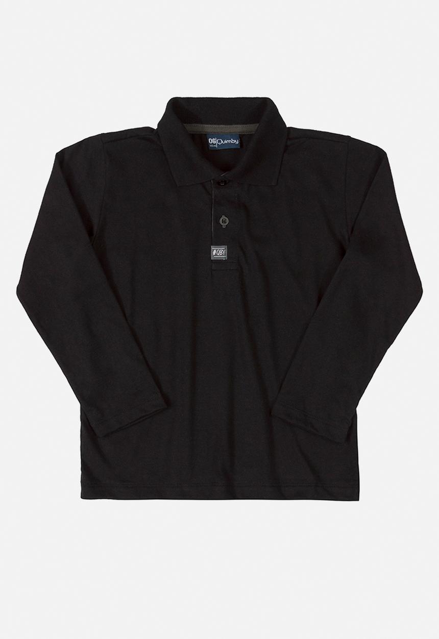 Quimby - Boys single jersey polo shirt - black