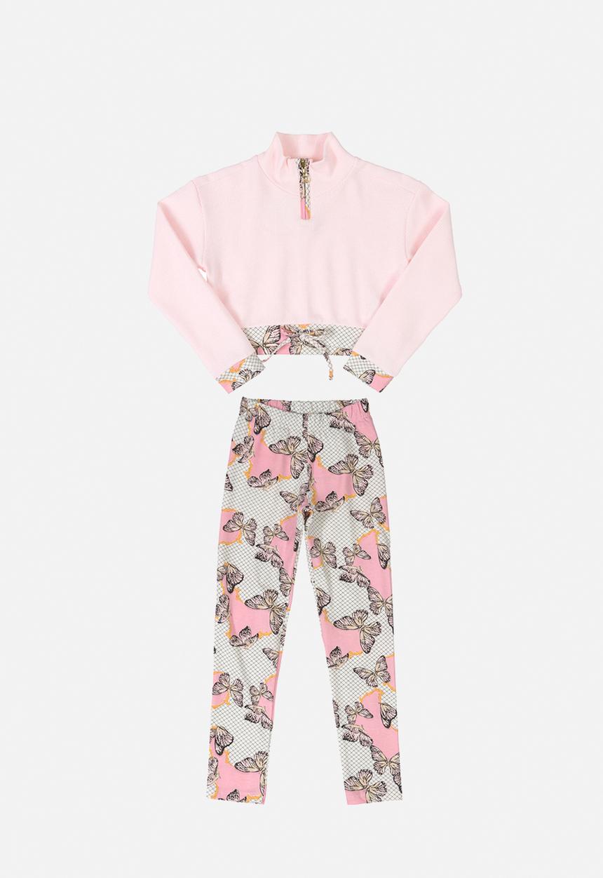 Quimby - Girls ribbed top & legging set - light pink