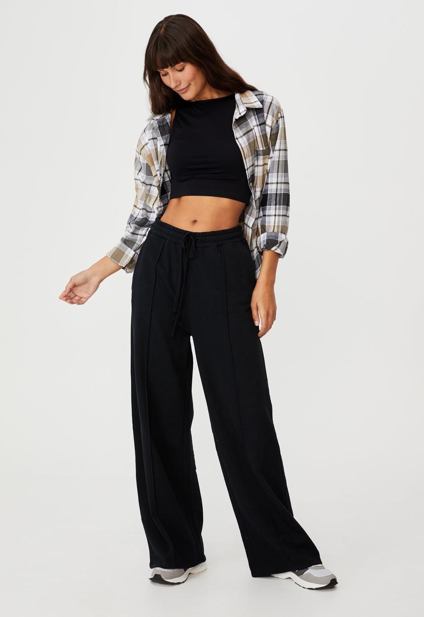 Cotton On - Kora wide leg track pants - washed black