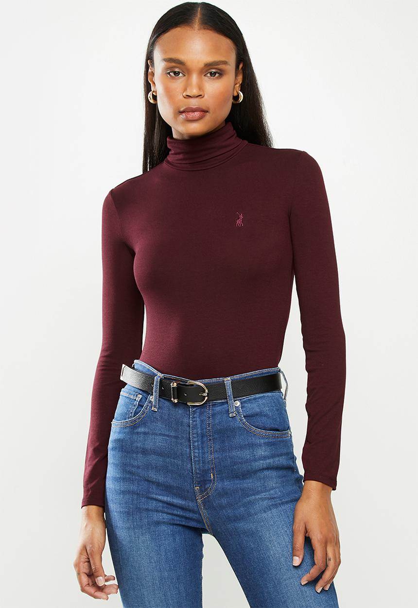 POLO - Brixton long sleeve second skin polo tee - wine