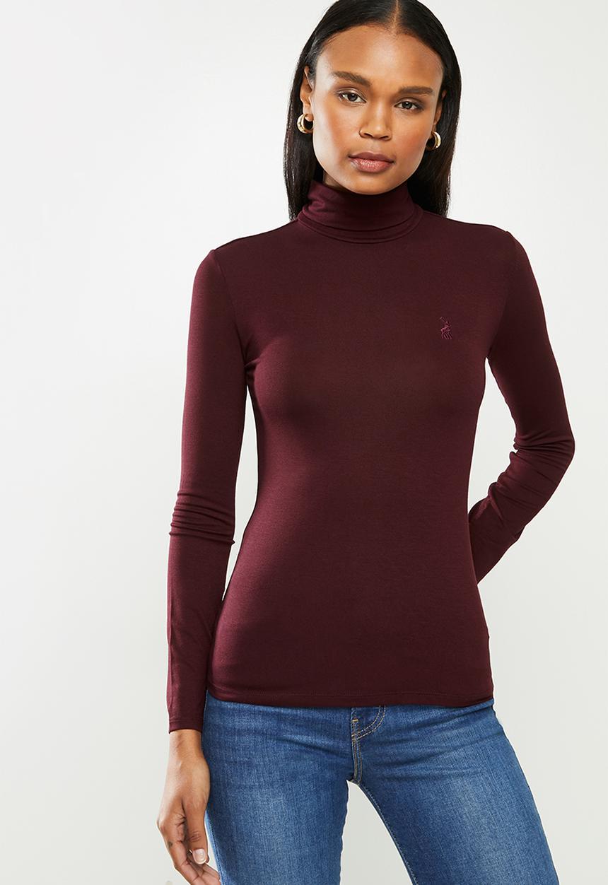 POLO - Brixton long sleeve second skin polo tee - wine