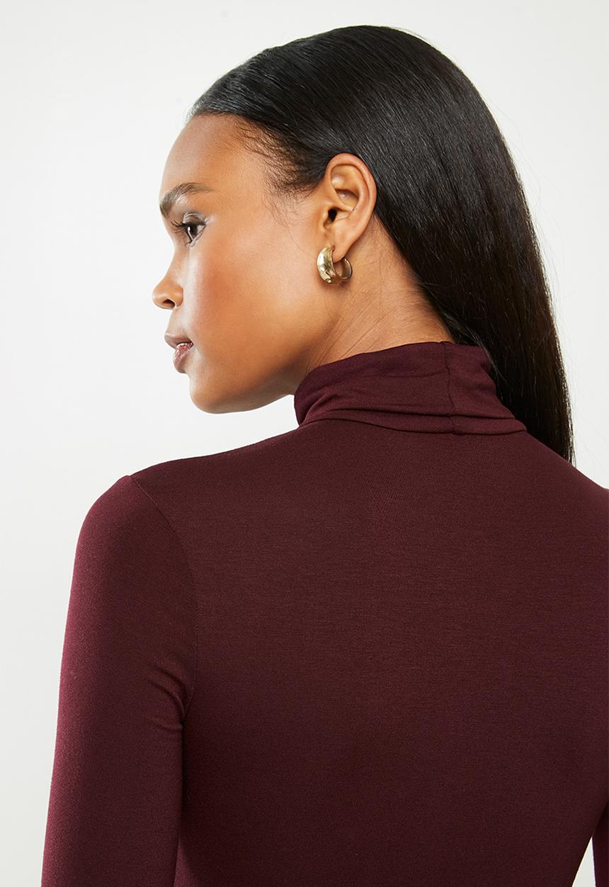 POLO - Brixton long sleeve second skin polo tee - wine