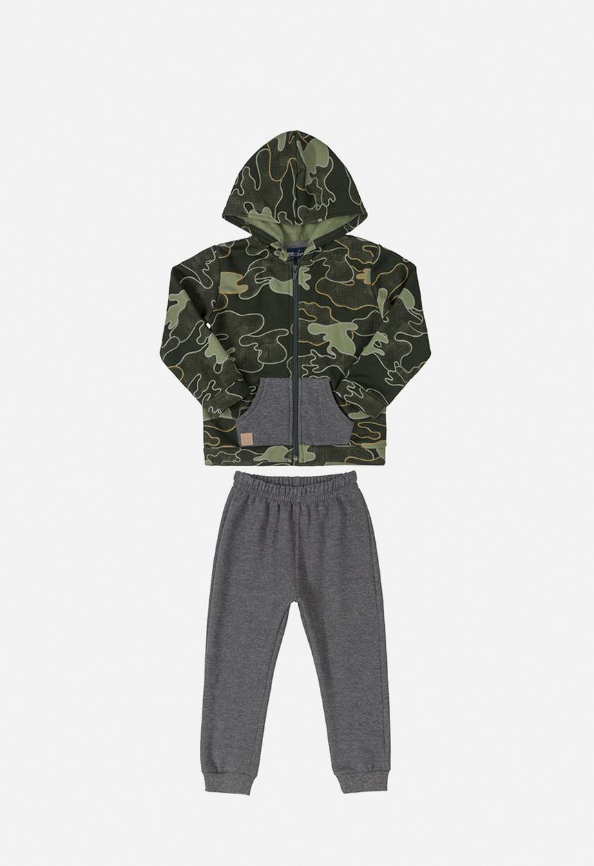Quimby - Baby boys sweatpants & hoodie set - green & grey 