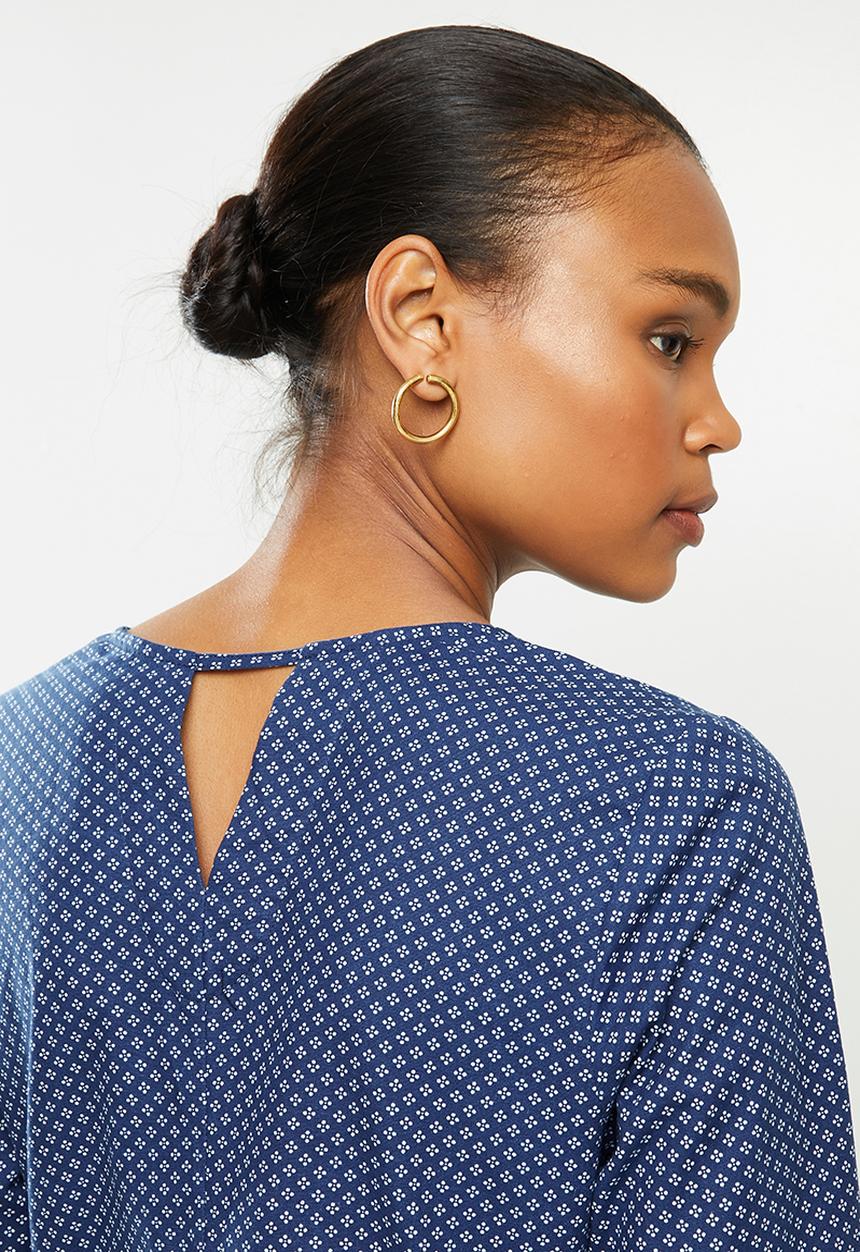 AMANDA LAIRD CHERRY - Klip dress -navy/white genuine isishweshwe