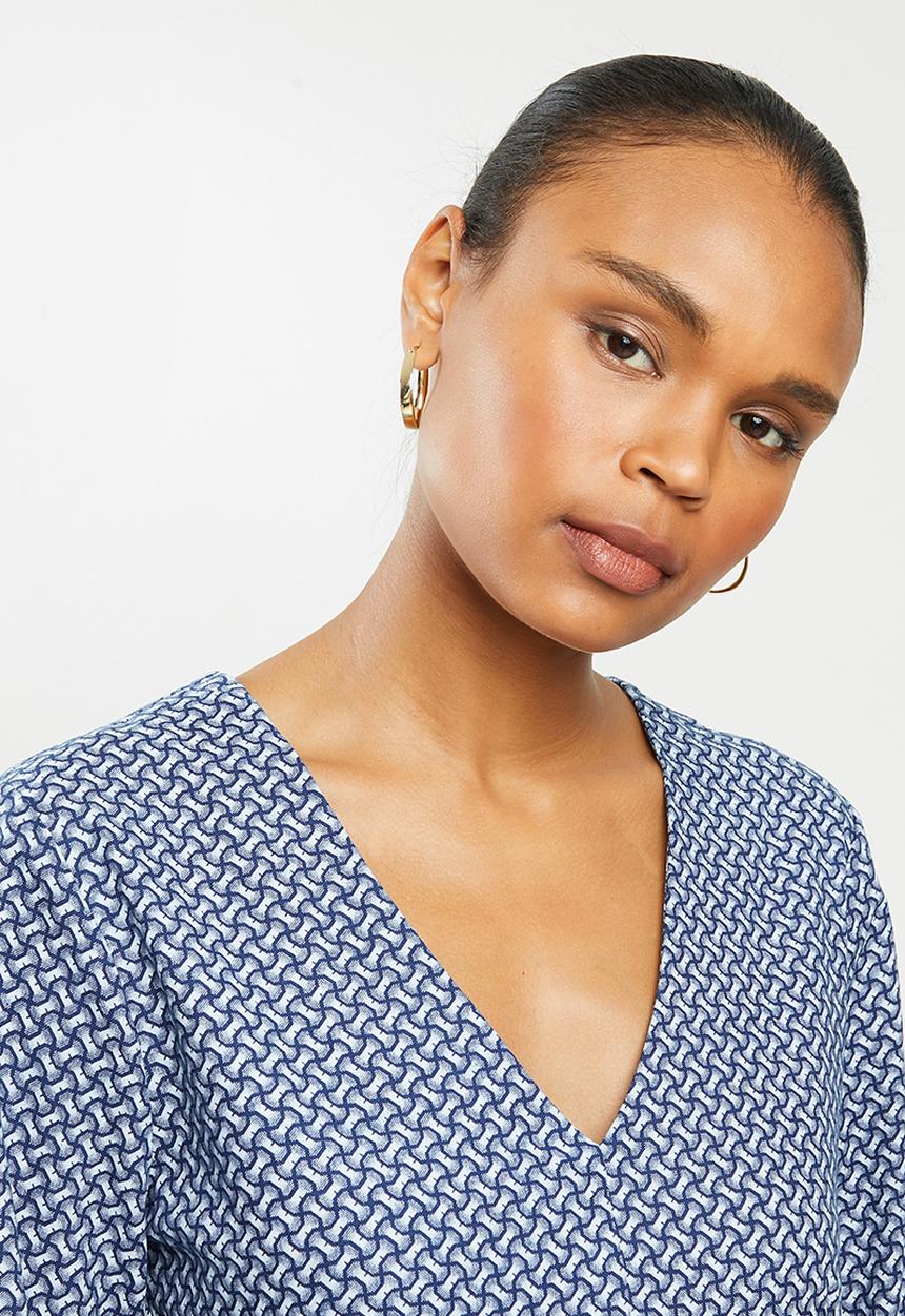 AMANDA LAIRD CHERRY - Lethaba dress -  navy & white 