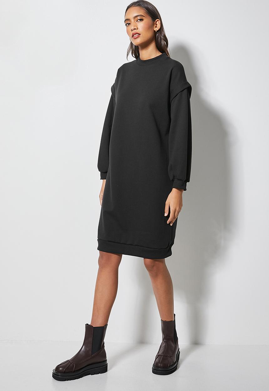 Superbalist - Dropped shoulder oversize sweat dress - black