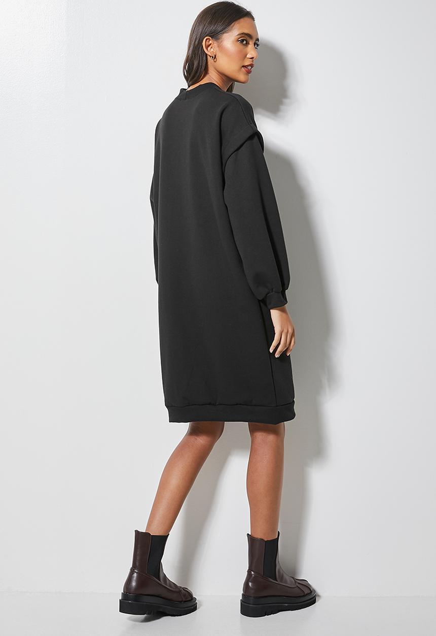 Superbalist - Dropped shoulder oversize sweat dress - black