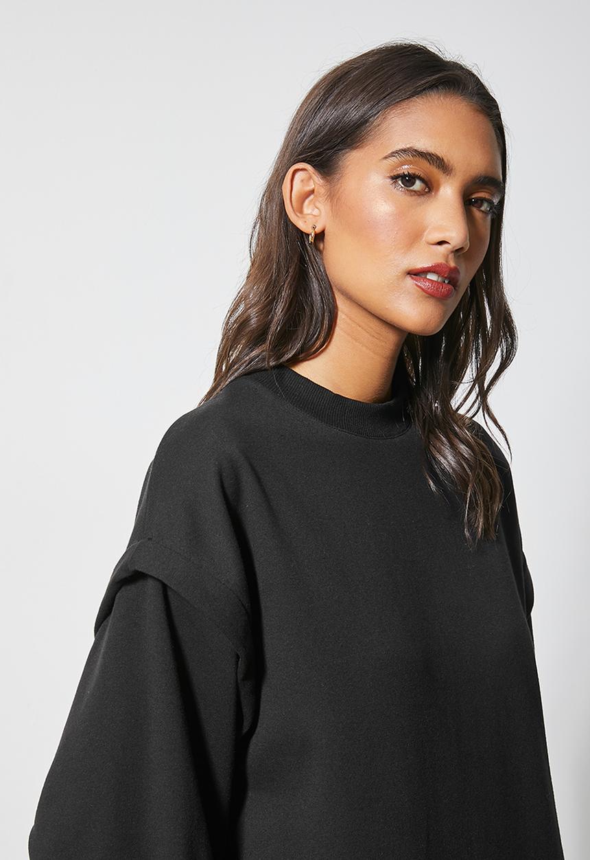 Superbalist - Dropped shoulder oversize sweat dress - black