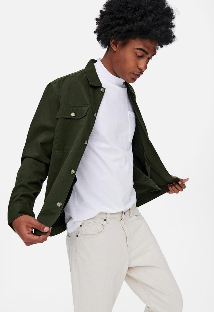 Only & Sons - Silvio long sleeve overshirt - peat