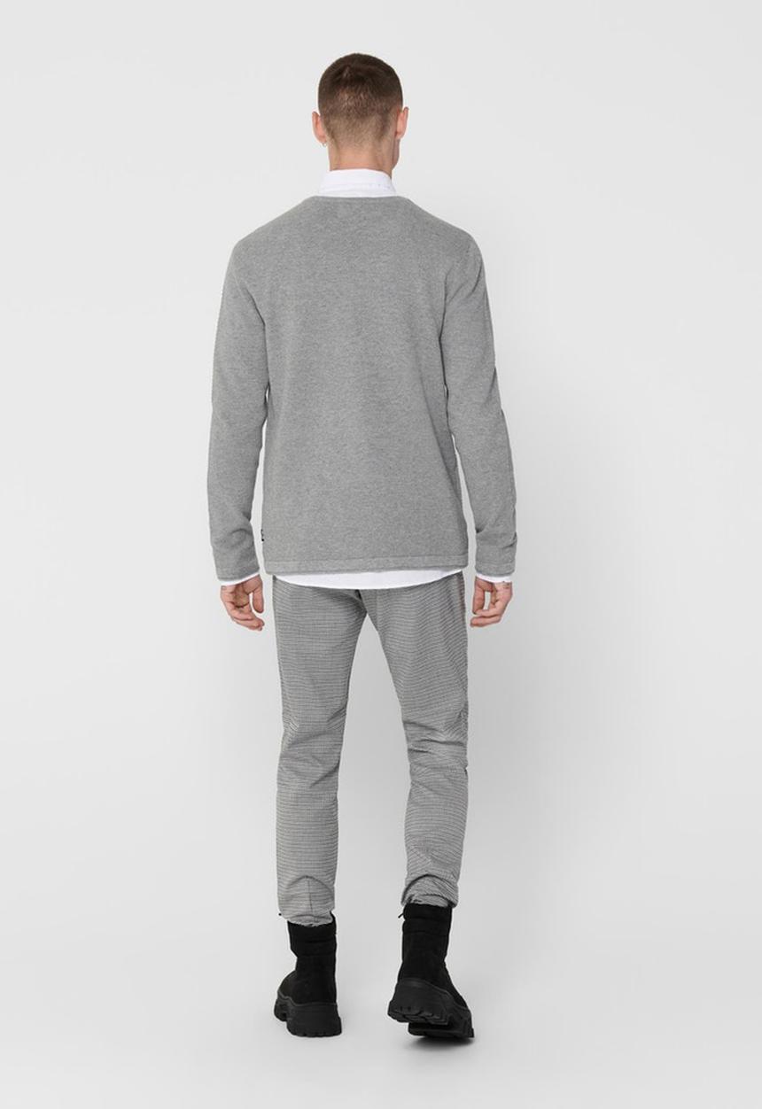 Only & Sons - Onspanter life 12 struc crew knit - grey melange