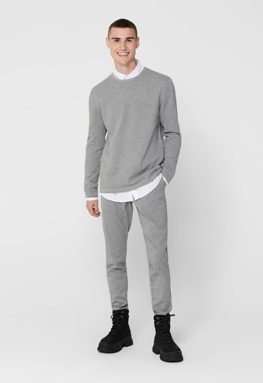 Only & Sons - Onspanter life 12 struc crew knit - grey melange
