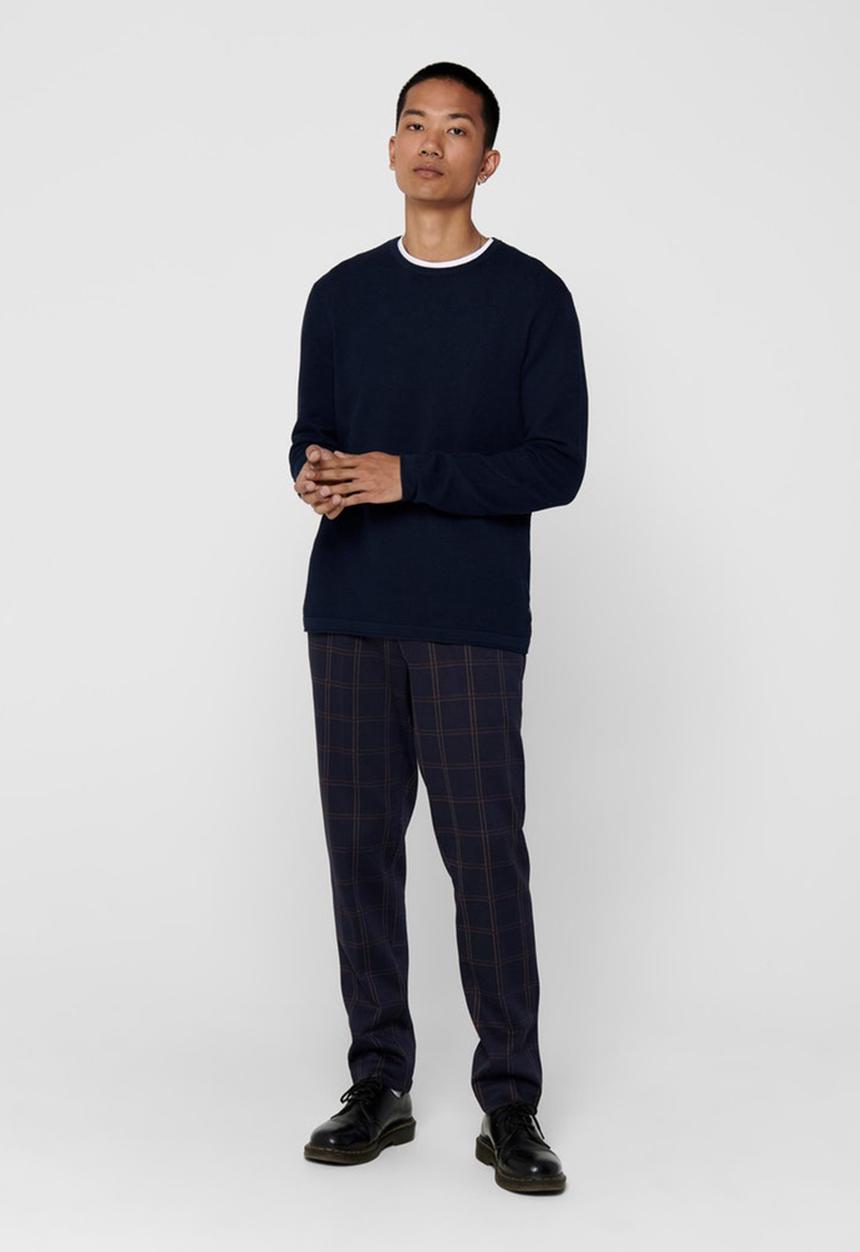 Only & Sons - Onspanter life 12 struc crew knit - navy