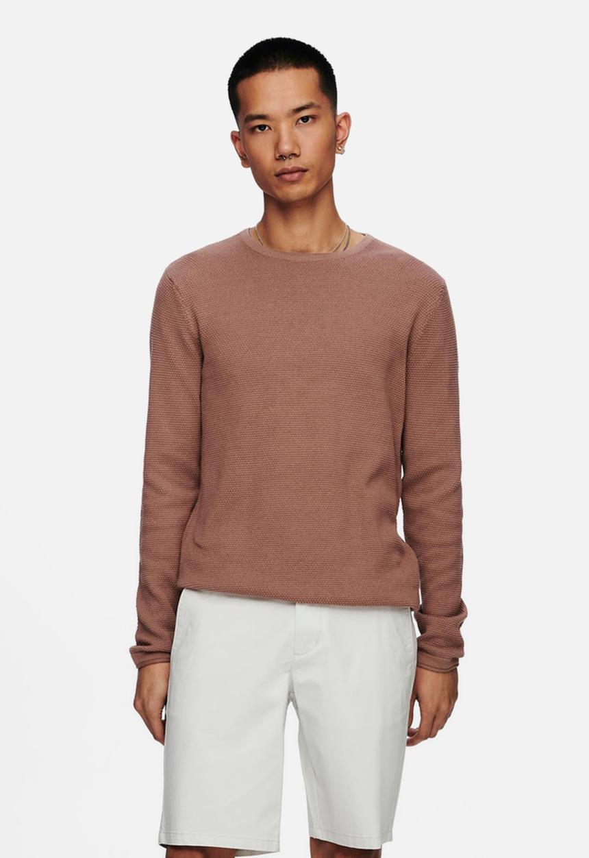 Only & Sons - Onspanter life 12 struc crew knit - burlwood pink