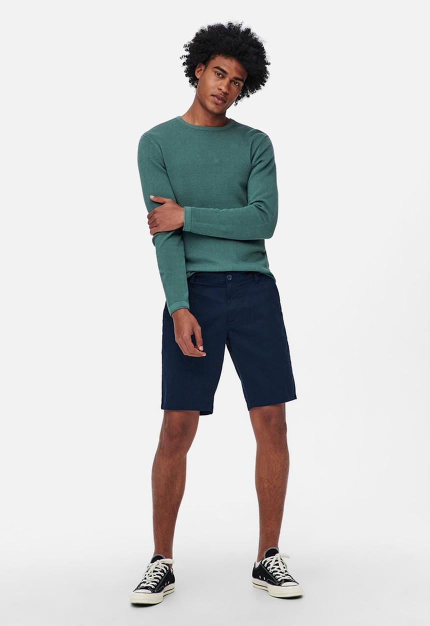 Only & Sons - Onspanter life 12 struc crew knit - north atlantic teal