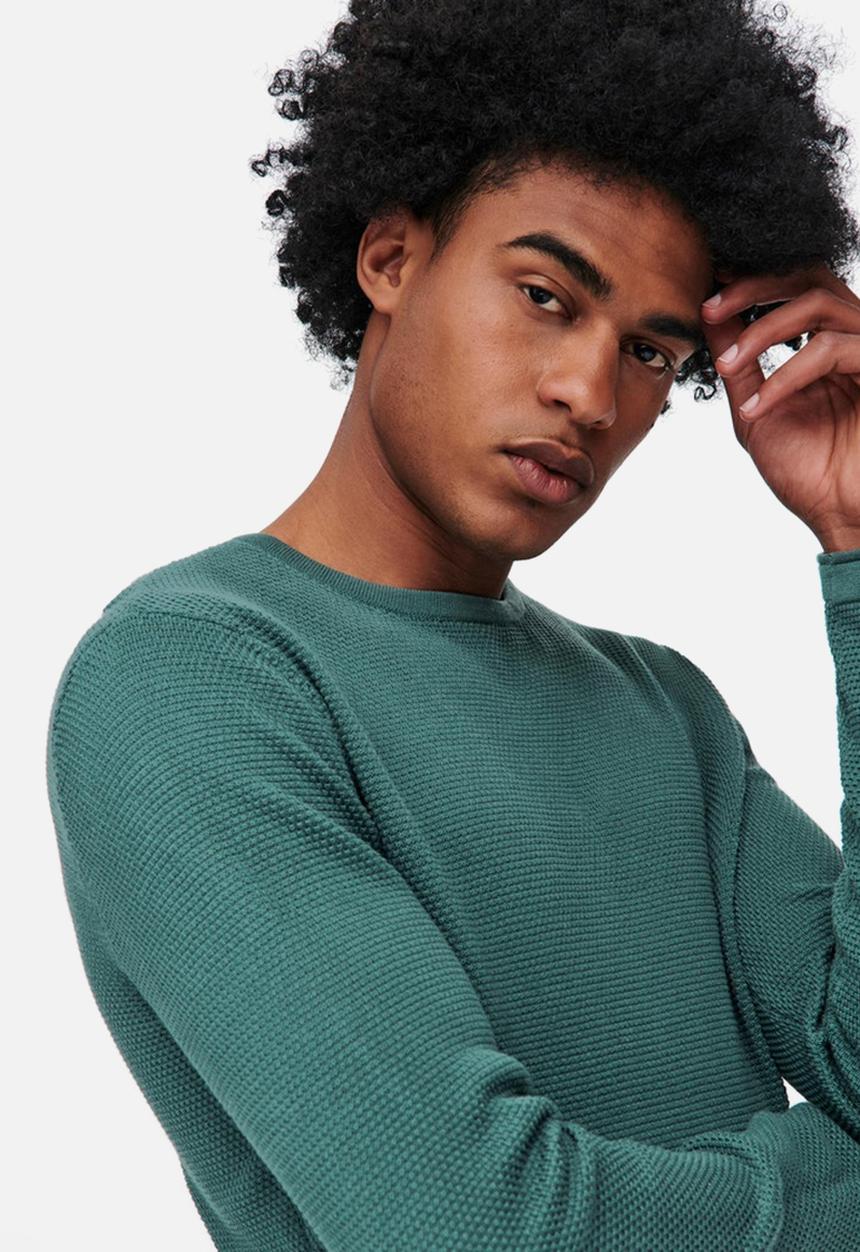 Only & Sons - Onspanter life 12 struc crew knit - north atlantic teal